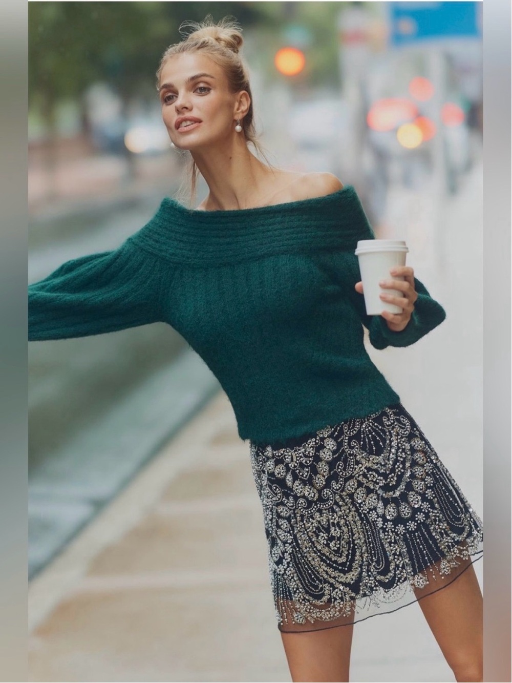 Pilcro Off-Shoulder Batwing Sweater